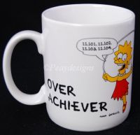 The Simpsons OVER ACHIEVER Lisa Coffee Mug Vintage 1990